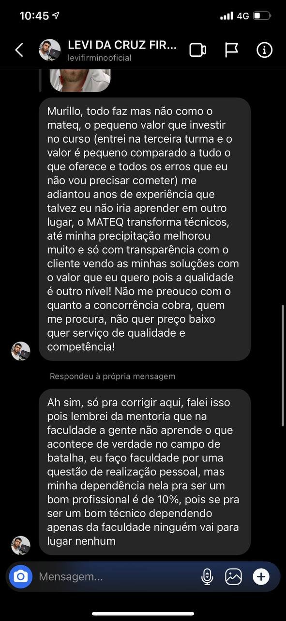 Depoimento de aluno do Método MATEQ 1