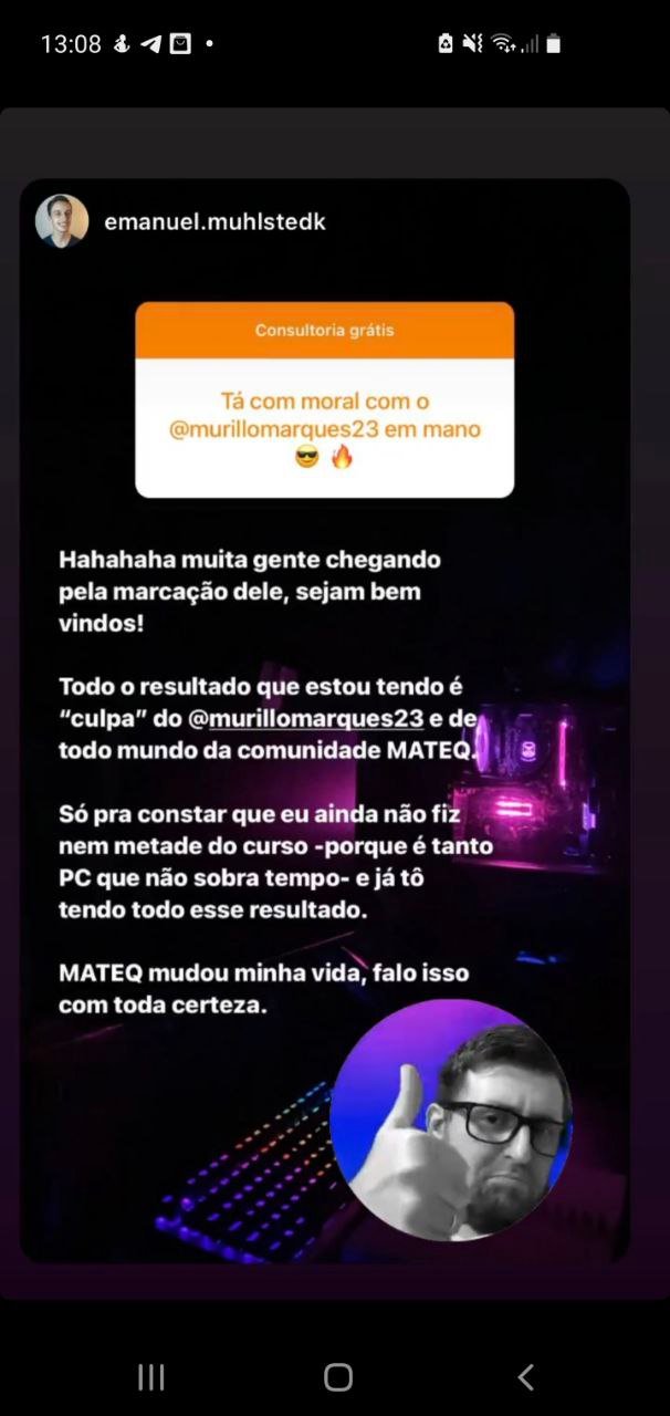 Depoimento de aluno do Método MATEQ 3