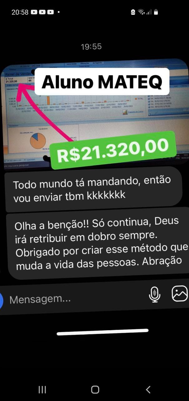 Depoimento de aluno do Método MATEQ 5