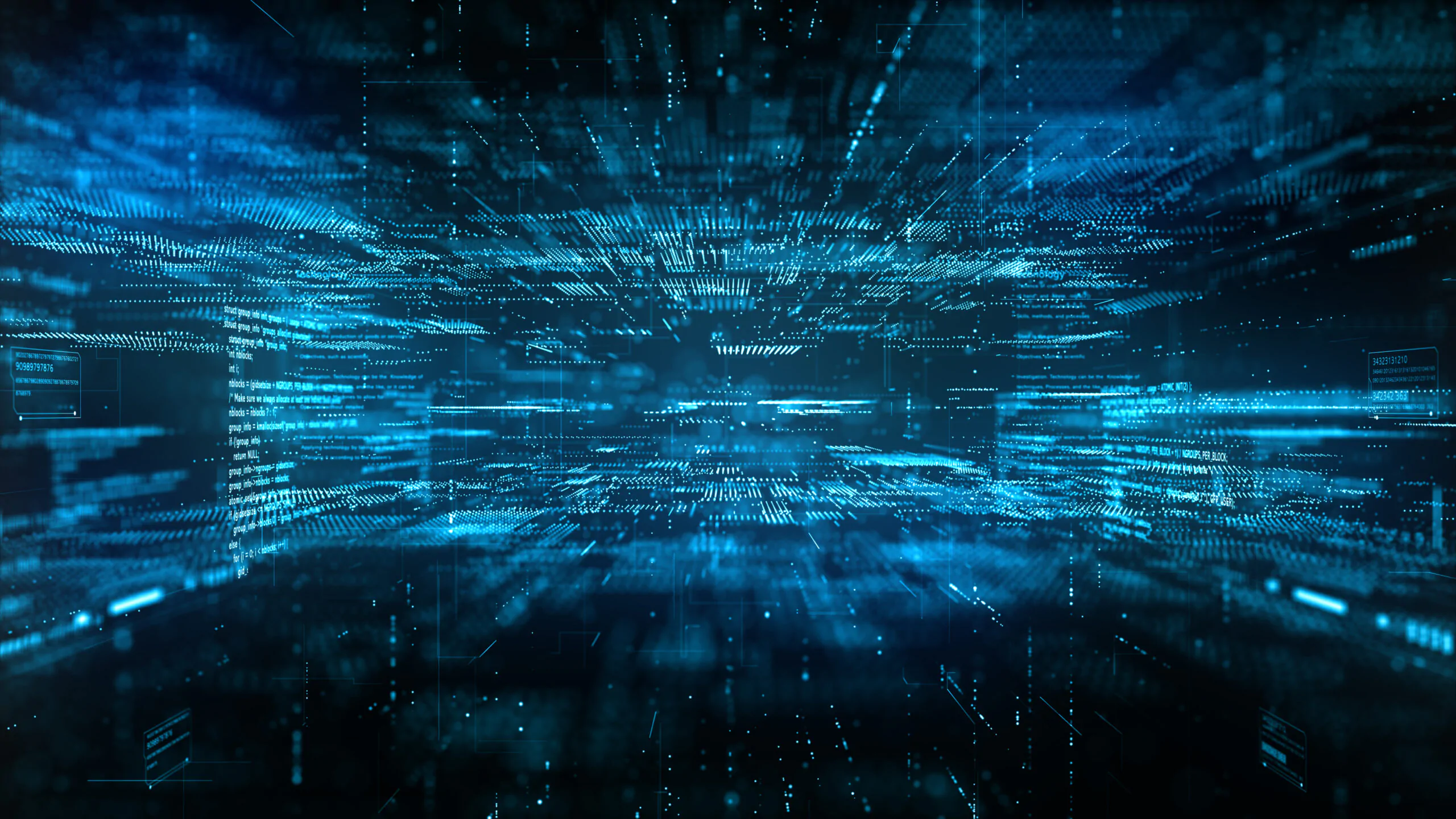 Digital cyberspace futuristic, Digital data matrix flowing and lighting, 5g high-speed connection data analysis process abstract background. 3d rendering